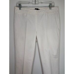 TALBOTS Chatham Pant Womens 8 White Flat Front Pockets Tapered Stretch